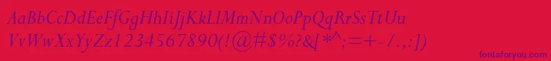 PerpetuastdItalic Font – Purple Fonts on Red Background