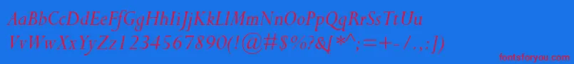 PerpetuastdItalic Font – Red Fonts on Blue Background