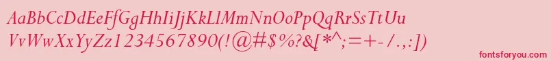 PerpetuastdItalic Font – Red Fonts on Pink Background