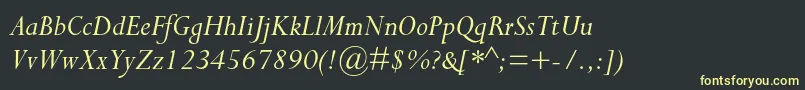 PerpetuastdItalic Font – Yellow Fonts on Black Background