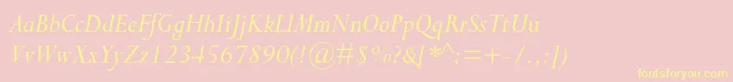 PerpetuastdItalic Font – Yellow Fonts on Pink Background