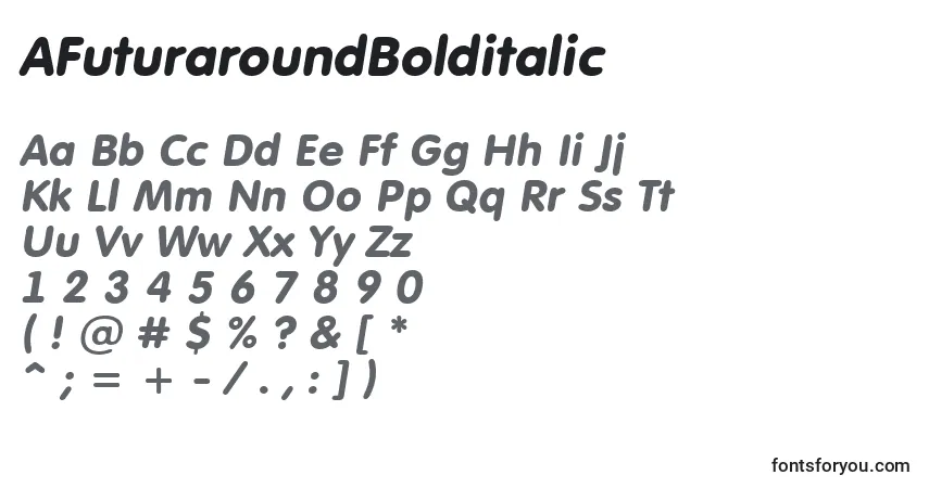 Schriftart AFuturaroundBolditalic – Alphabet, Zahlen, spezielle Symbole