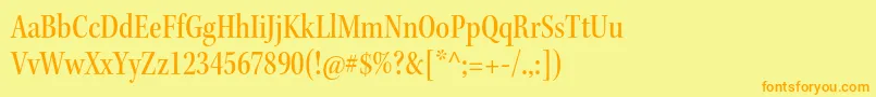 フォントKeplerstdMediumcnsubh – オレンジの文字が黄色の背景にあります。