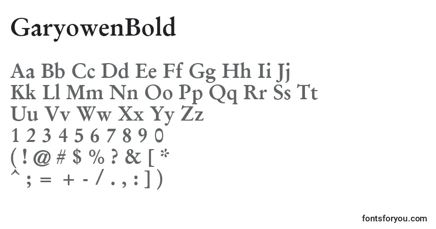 Шрифт GaryowenBold – алфавит, цифры, специальные символы