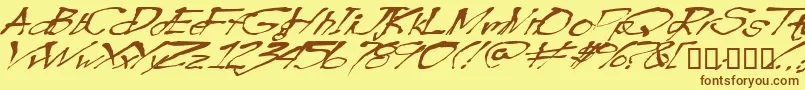 Blottooowobbly-Schriftart – Braune Schriften auf gelbem Hintergrund