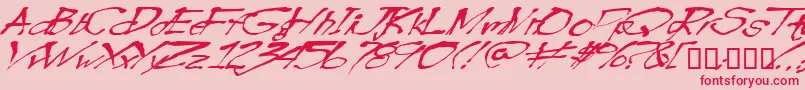 Blottooowobbly-Schriftart – Rote Schriften auf rosa Hintergrund