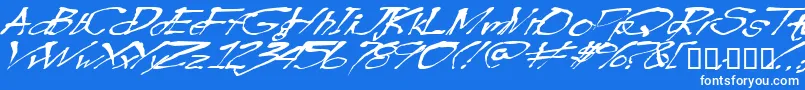Blottooowobbly-Schriftart – Weiße Schriften auf blauem Hintergrund