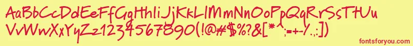 PfnotepadBold Font – Red Fonts on Yellow Background