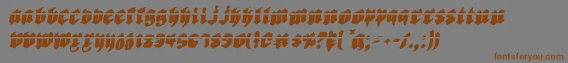 フォントBiergartenril – 茶色の文字が灰色の背景にあります。