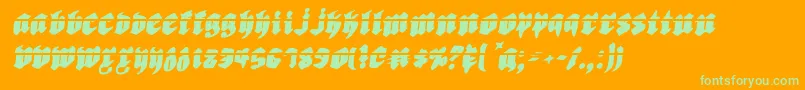 Biergartenril-Schriftart – Grüne Schriften auf orangefarbenem Hintergrund