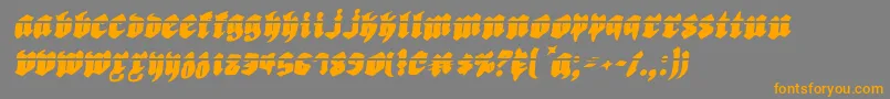 フォントBiergartenril – オレンジの文字は灰色の背景にあります。