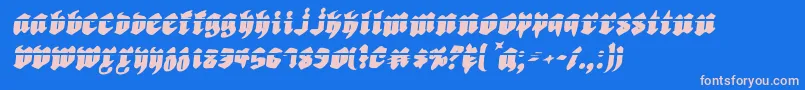 Biergartenril-Schriftart – Rosa Schriften auf blauem Hintergrund