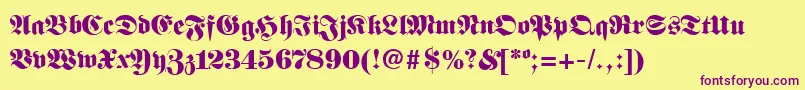 FanfaraRegular Font – Purple Fonts on Yellow Background