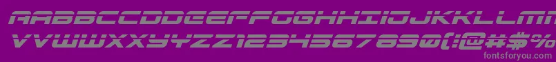 Fonte Gunshiplaserital – fontes cinzas em um fundo violeta