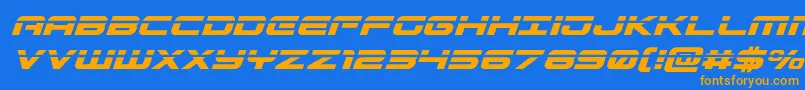 Gunshiplaserital Font – Orange Fonts on Blue Background