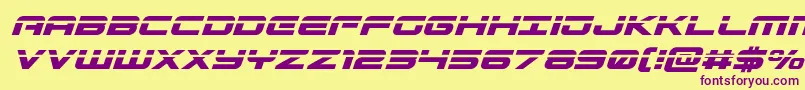 Gunshiplaserital Font – Purple Fonts on Yellow Background