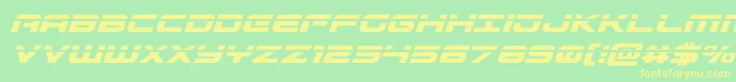 Gunshiplaserital-Schriftart – Gelbe Schriften auf grünem Hintergrund