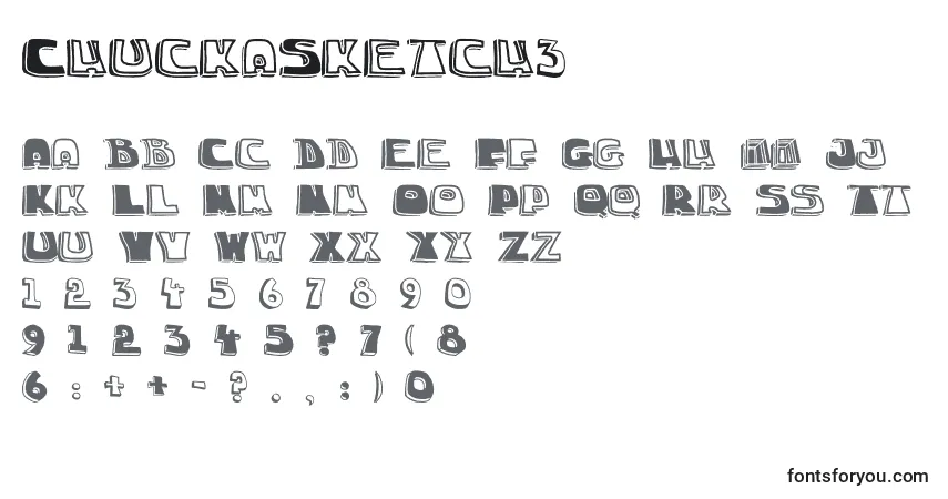 A fonte ChuckaSketch3 – alfabeto, números, caracteres especiais
