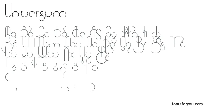 Czcionka Universum (111912) – alfabet, cyfry, specjalne znaki
