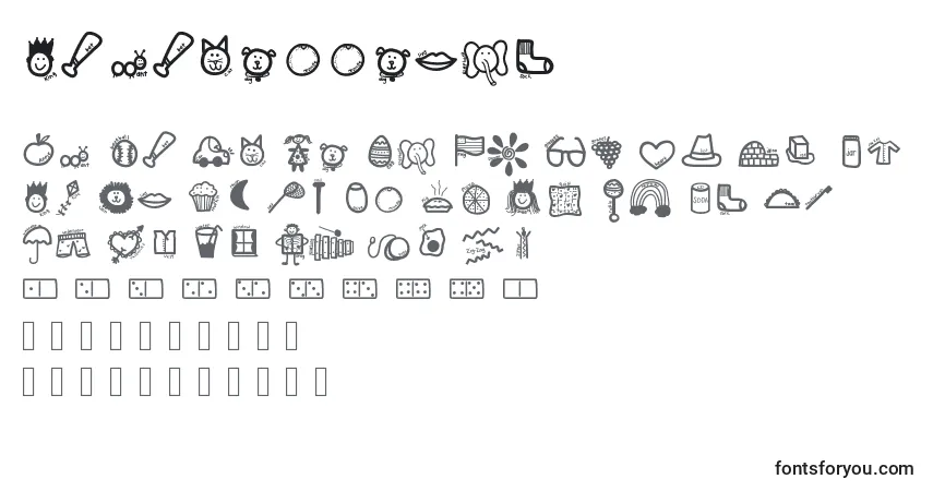Czcionka Kbabcdoodles – alfabet, cyfry, specjalne znaki