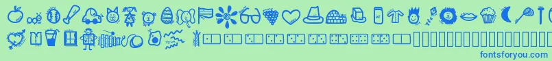 Kbabcdoodles Font – Blue Fonts on Green Background