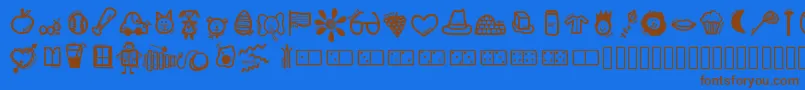 Kbabcdoodles-fontti – ruskeat fontit sinisellä taustalla
