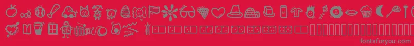 Kbabcdoodles-Schriftart – Graue Schriften auf rotem Hintergrund