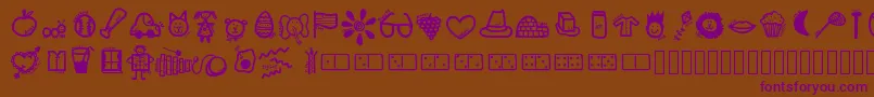 Kbabcdoodles-Schriftart – Violette Schriften auf braunem Hintergrund