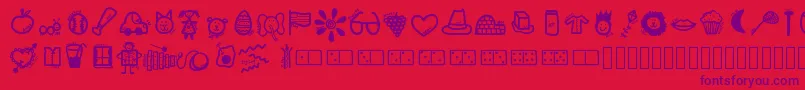 Kbabcdoodles-Schriftart – Violette Schriften auf rotem Hintergrund