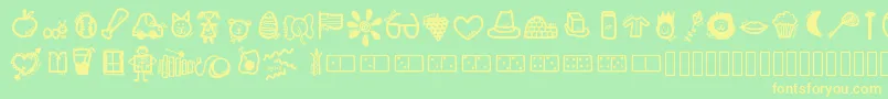 Kbabcdoodles Font – Yellow Fonts on Green Background