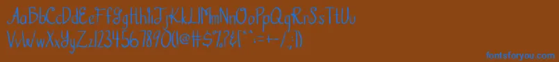 フォントAustieBostHookedOnAFeeling – 茶色の背景に青い文字