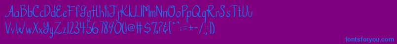Шрифт AustieBostHookedOnAFeeling – синие шрифты на фиолетовом фоне