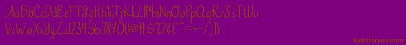 フォントAustieBostHookedOnAFeeling – 紫色の背景に茶色のフォント