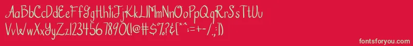 フォントAustieBostHookedOnAFeeling – 赤い背景に緑の文字