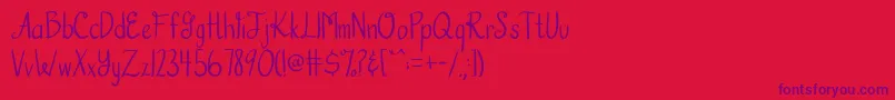 Czcionka AustieBostHookedOnAFeeling – fioletowe czcionki na czerwonym tle