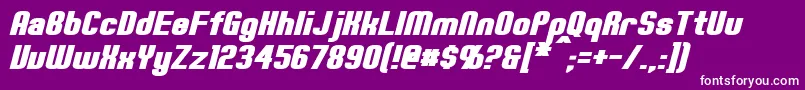 ErteBoldItalic-fontti – valkoiset fontit violetilla taustalla