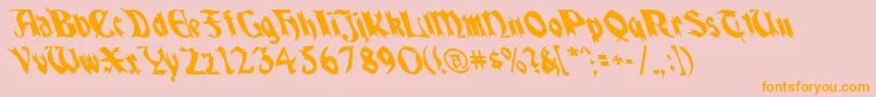 Quaelgothiclefty-Schriftart – Orangefarbene Schriften auf rosa Hintergrund