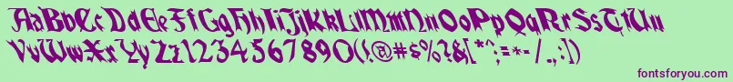 Quaelgothiclefty Font – Purple Fonts on Green Background