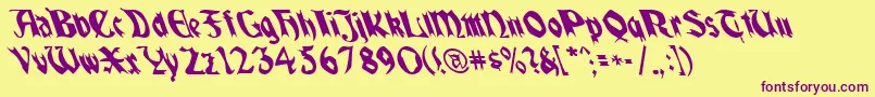 Quaelgothiclefty Font – Purple Fonts on Yellow Background