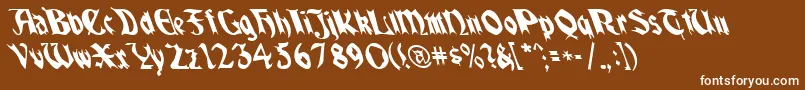 Quaelgothiclefty-Schriftart – Weiße Schriften auf braunem Hintergrund