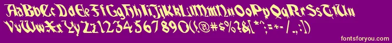 Quaelgothiclefty Font – Yellow Fonts on Purple Background