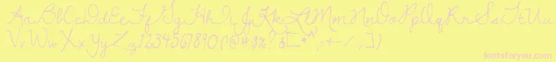 Dawningofanewday Font – Pink Fonts on Yellow Background