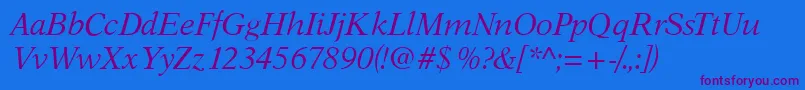 AustinItalic Font – Purple Fonts on Blue Background