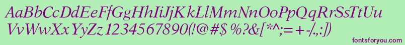 AustinItalic Font – Purple Fonts on Green Background