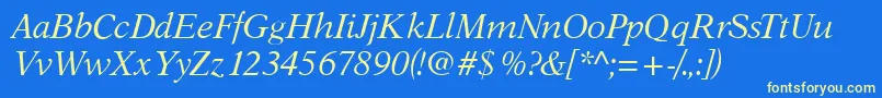 AustinItalic Font – Yellow Fonts on Blue Background