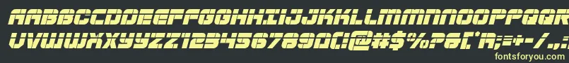 フォントSupersubmarinelaserital – 黒い背景に黄色の文字
