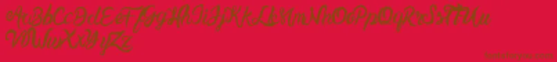UnlimitedtoppingsScript Font – Brown Fonts on Red Background