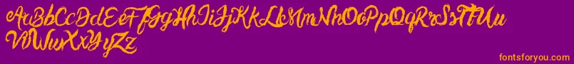 Weitere Informationen zur UnlimitedtoppingsScript-Schriftart UnlimitedtoppingsScript-Schriftart – Orangefarbene Schriften auf violettem Hintergrund