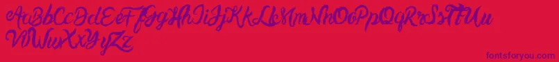 UnlimitedtoppingsScript-Schriftart – Violette Schriften auf rotem Hintergrund