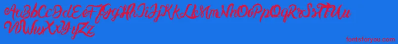 UnlimitedtoppingsScript Font – Red Fonts on Blue Background